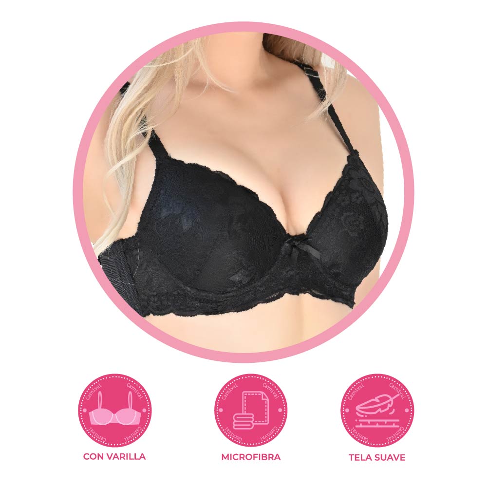 Brasier negro con encaje floral 2181 Carnival Carnival