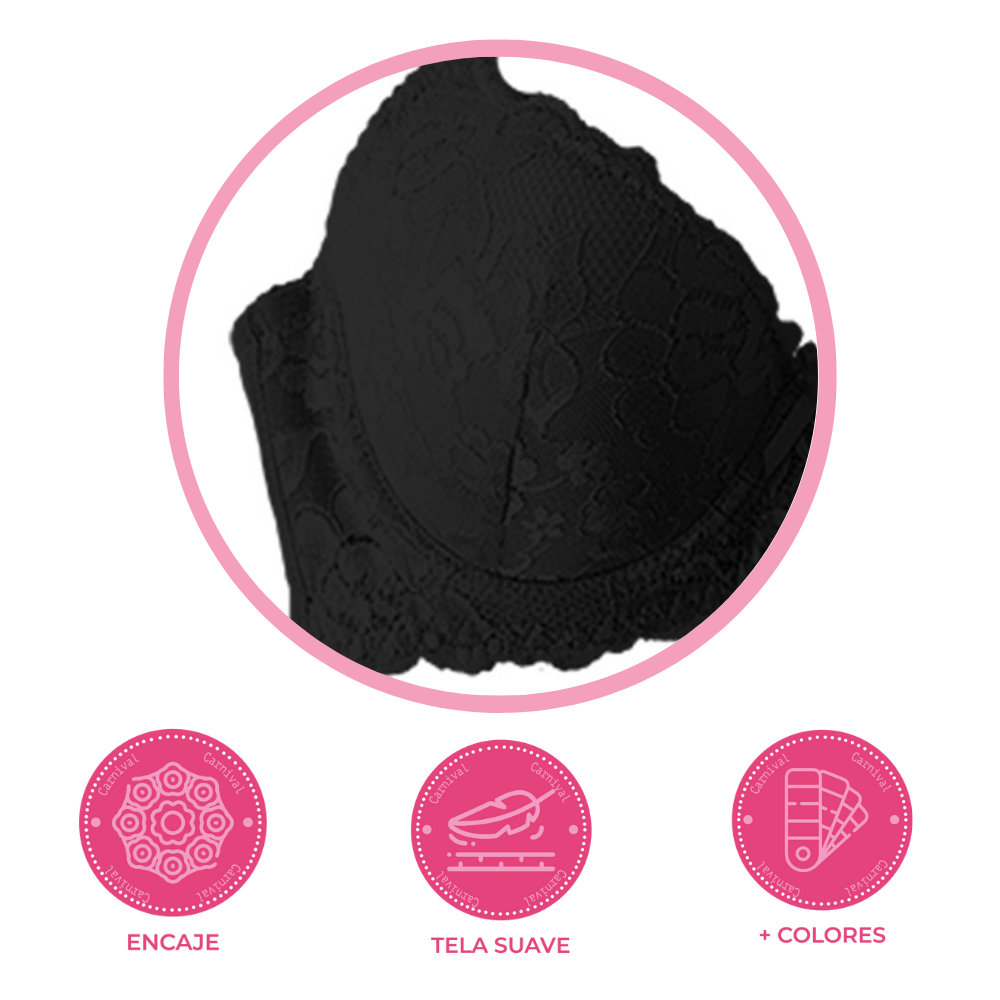 Brasier negro con encaje floral 2181 Carnival Carnival