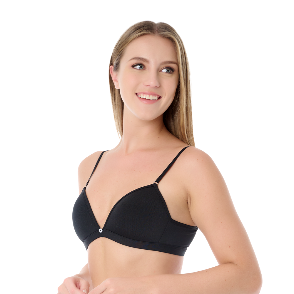 Brasier negro con tirantes ajustables y botón decorativo al centro 22740 Carnival