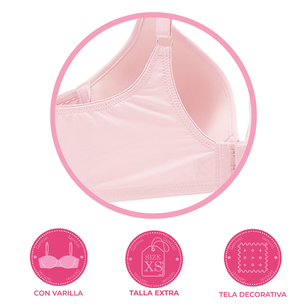 Brasier de talla extra con tirantes acolchonados rosa 23359 Carnival.
