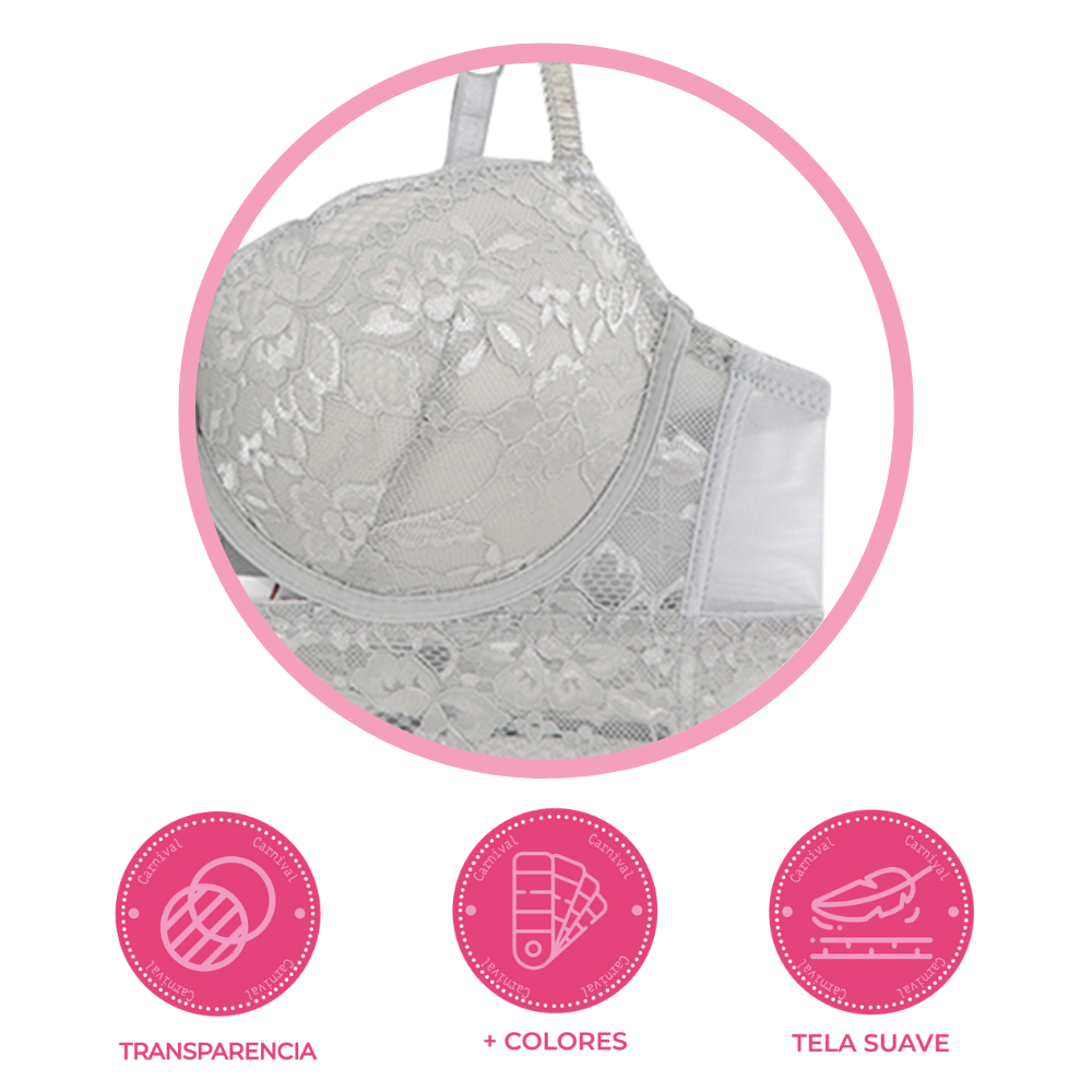 Brasier coordinable de peto largo con detalles de mesh 23913 Lady Carnival Carnival