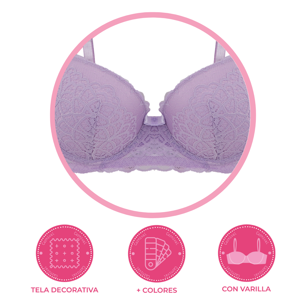 Brasier coordinable con varilla y encaje lila 23917 Carnival Carnival