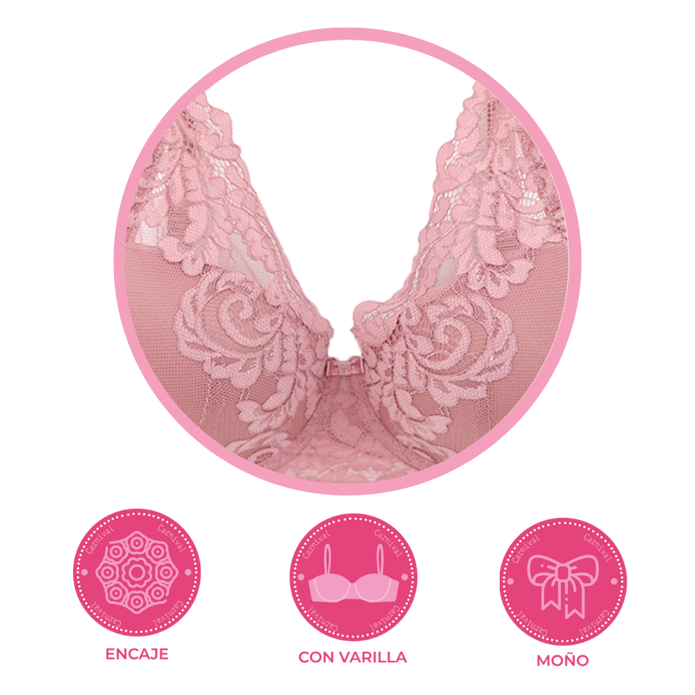 Brasier coordinable con copa en forma de gota rosa 23938 Lady Carnival Carnival