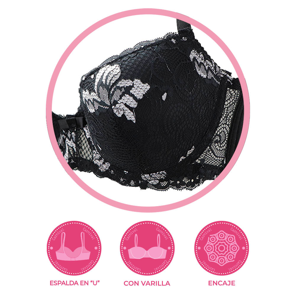 Brasier coordinable con detalles al contraste 23985 Lady Carnival Carnival