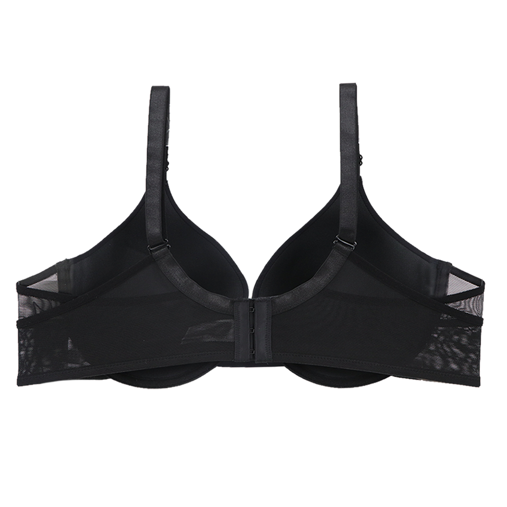 Brasier coordinable de talla extra con detalles de mesh negro 24007 Lady Carnival.