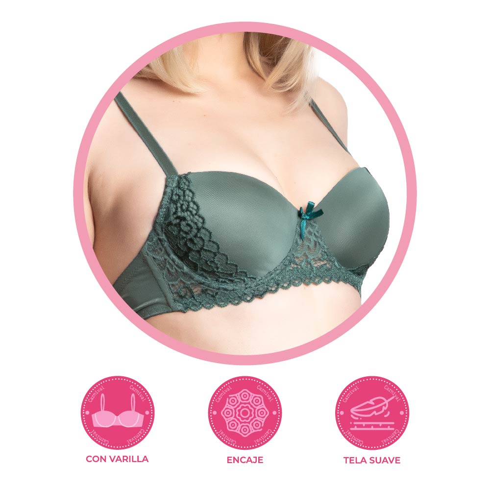 Brasier coordinable verde con encaje en copas 24030 Carnival Carnival
