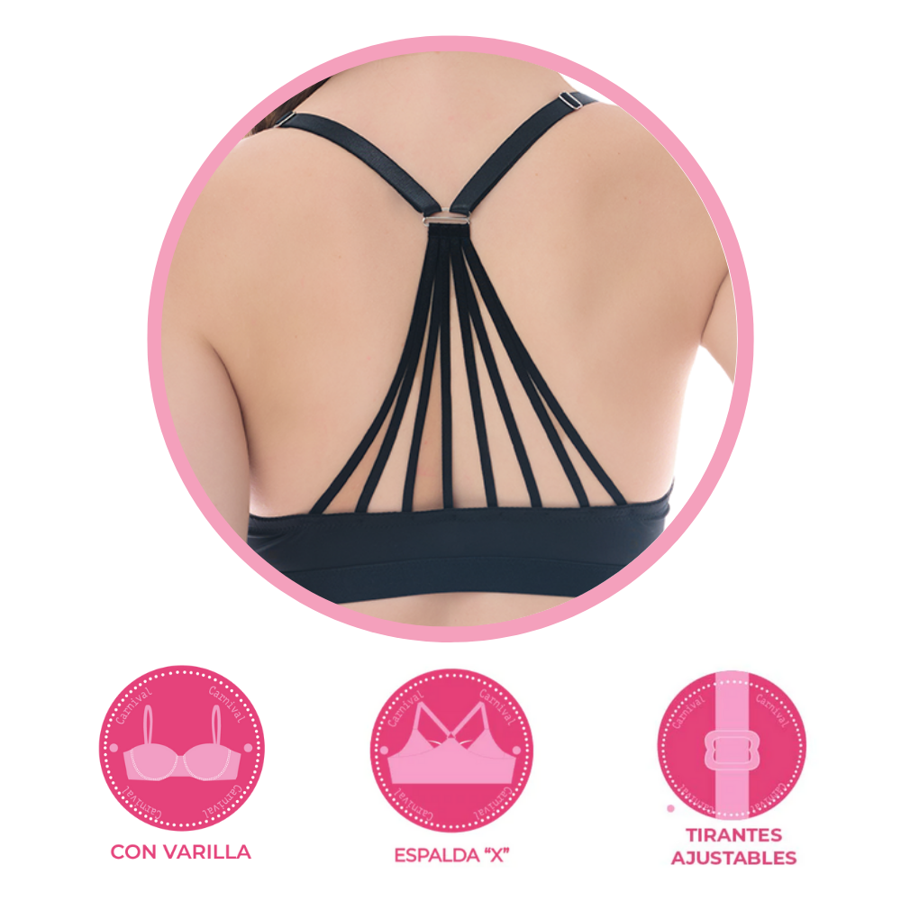 Brasier coordinable con broche al frente negro 24179 Lady Carnival Carnival