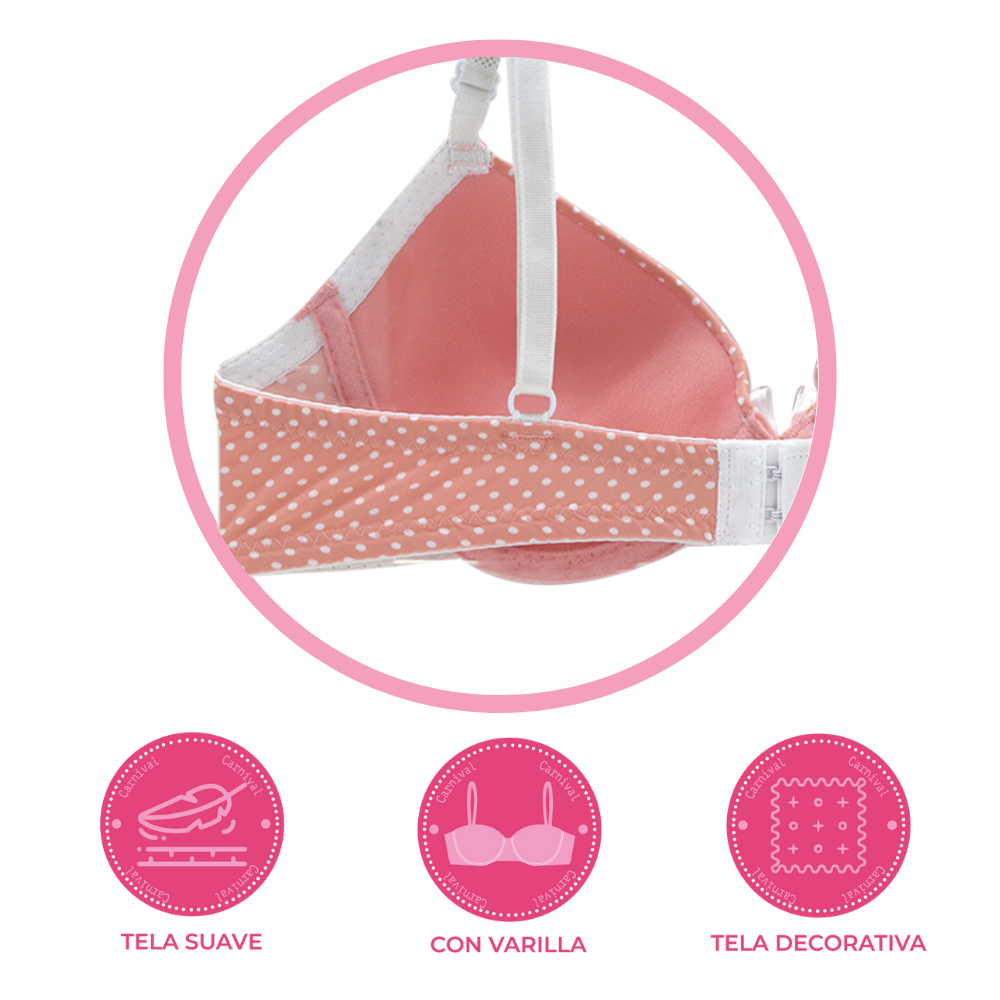Set de 2 brasier teen con copa preformada y varilla 24194 Teens Carnival Lenceria