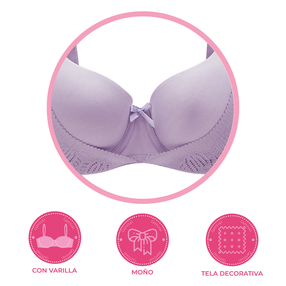 Brasier coordinable de copa preformada y varilla morado 24264 Carnival Carnival