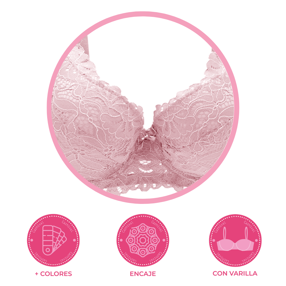 Brasier coordinable con varilla y encaje rosa 24387 Carnival Carnival