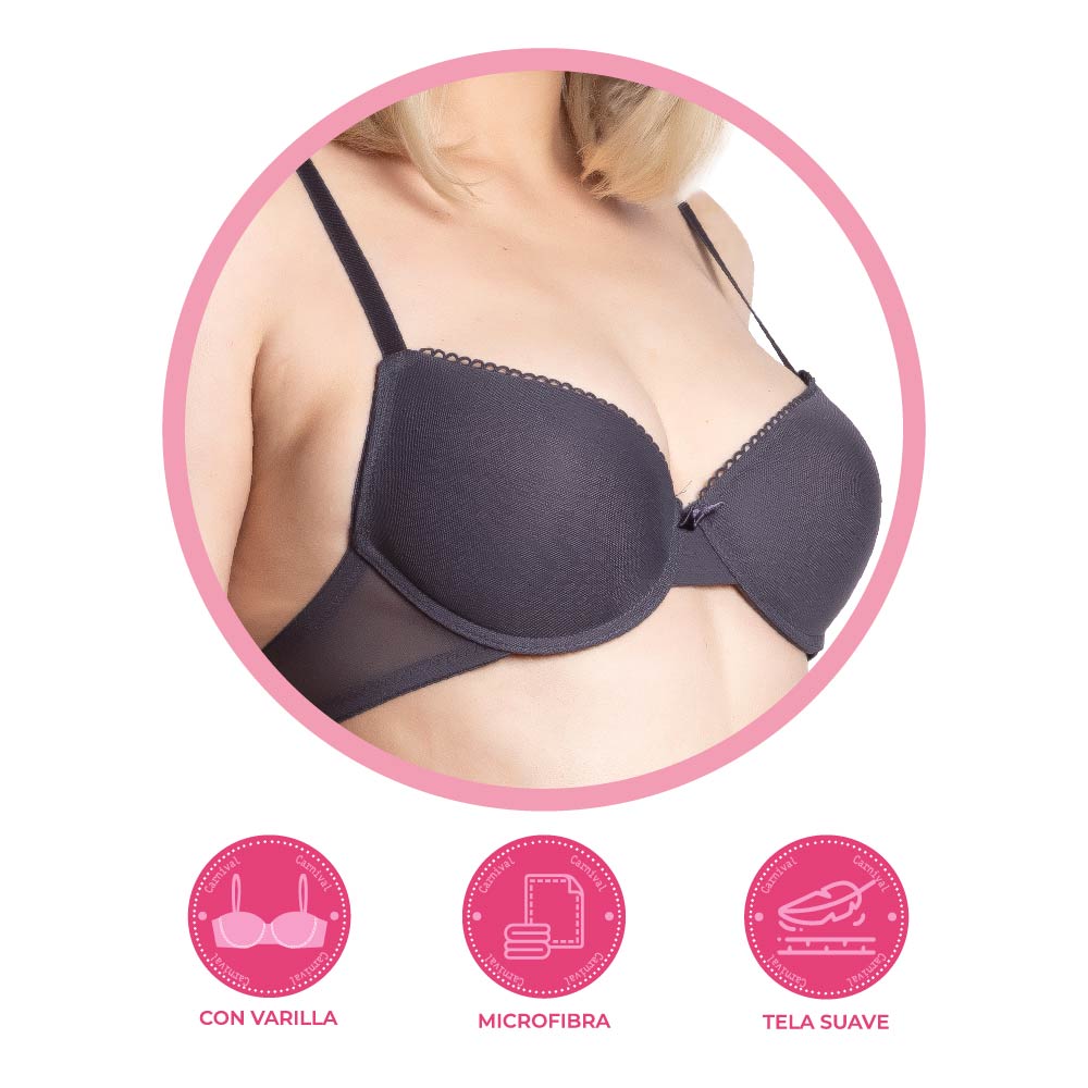 Brasier coordinable gris con transparencias 24394 Carnival Carnival