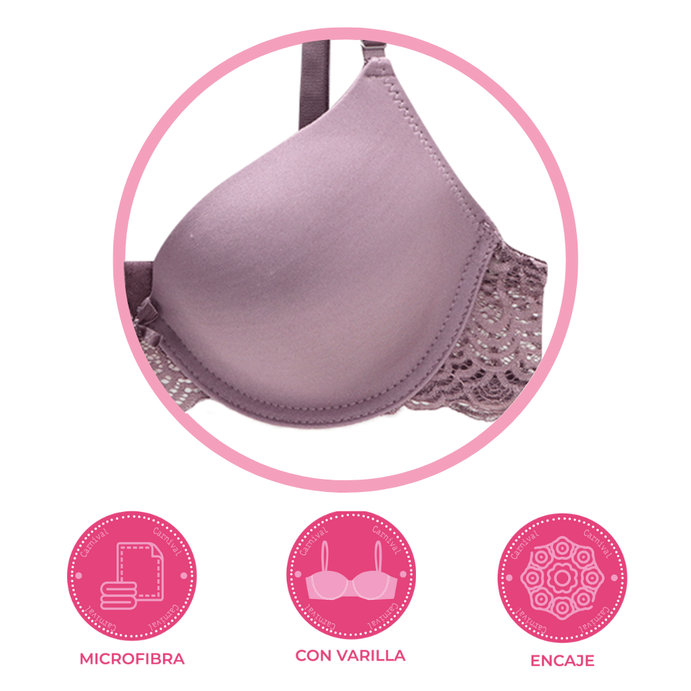 Brasier coordinable con varilla y encaje morado 24398 Carnival Carnival