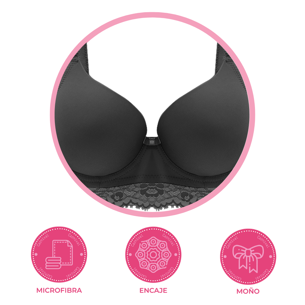 Brasier coordinable de peto largo con varilla negro 24404 Lady Carnival Carnival