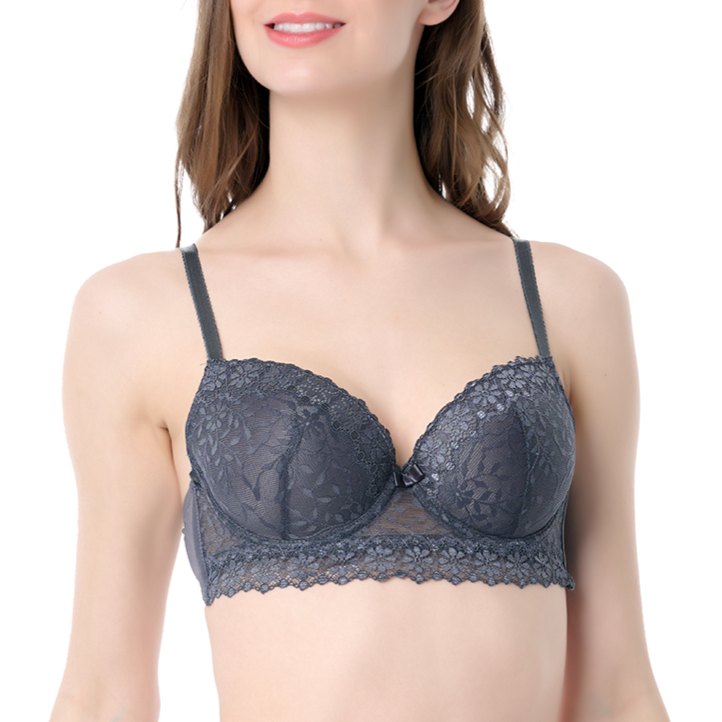 Brasier coordinable con varilla y encaje en tirantes gris 24406 Lady Carnival Carnival