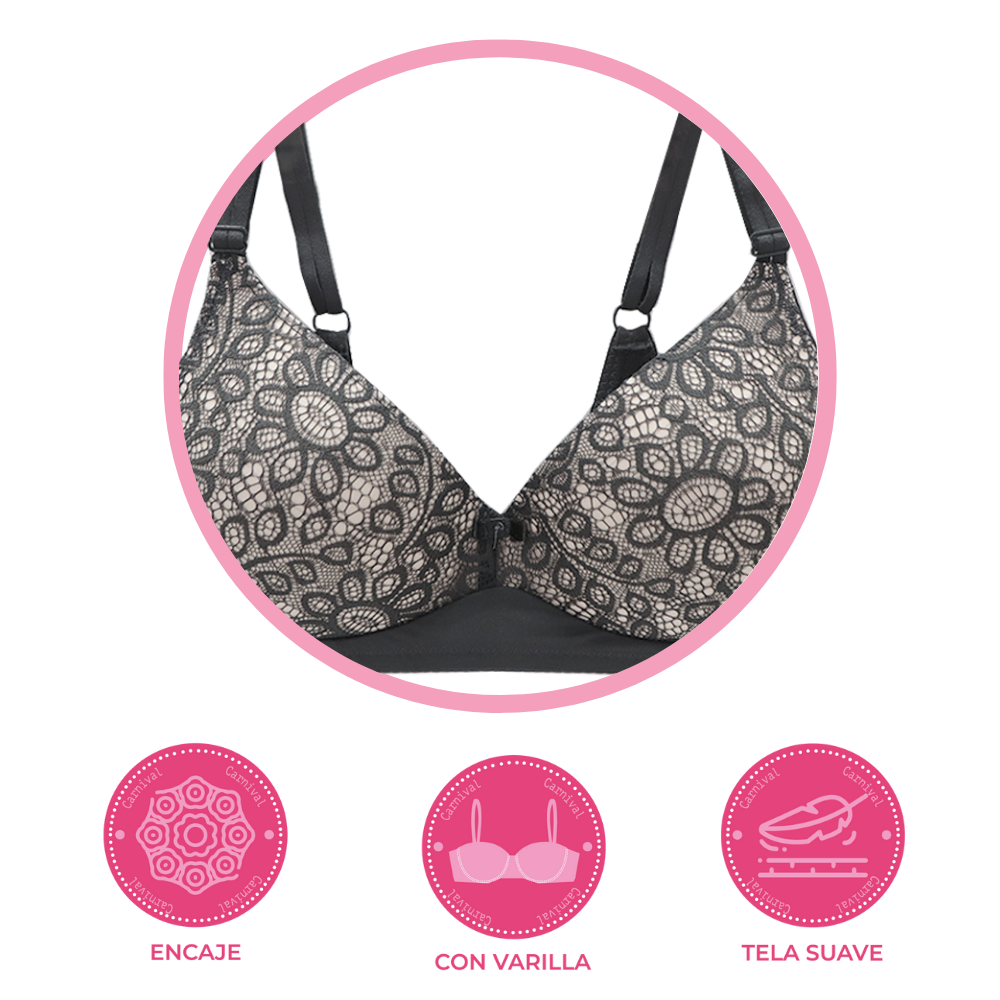 Brasier coordinable sin varilla y con copa preformada gris 24408 Lady Carnival Carnival