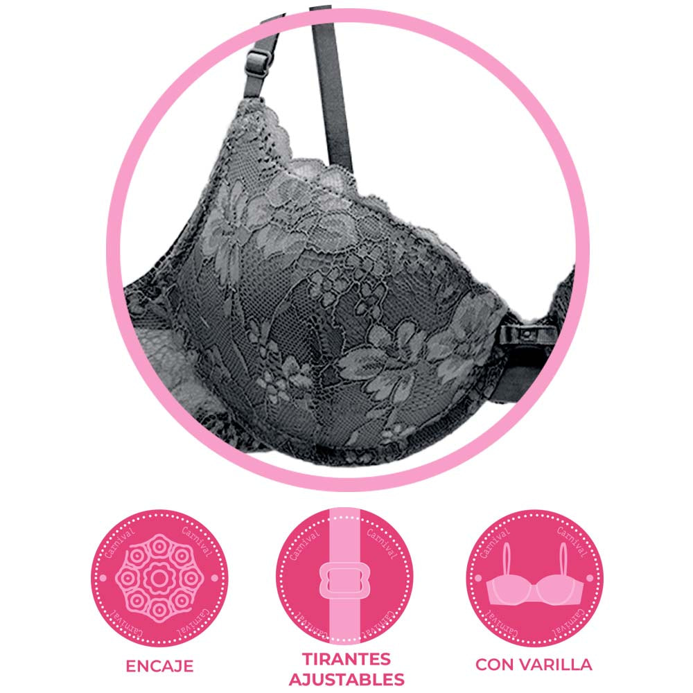 Brasier coordinable con aplicaciones de encaje 24411 Lady Carnival Carnival