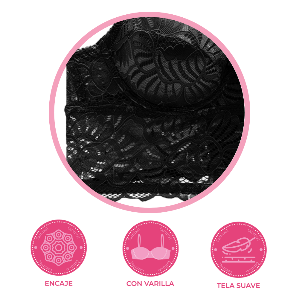 Brasier coordinable de peto largo con encaje negro 24418 Lady Carnival