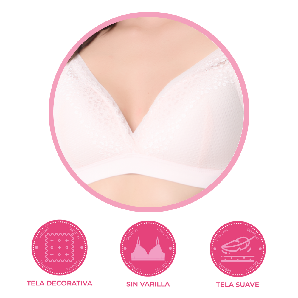 Brasier coordinable sin varilla con encaje rosa 24426 Lady Carnival Carnival