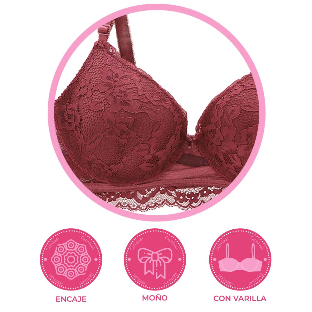 Brasier coordinable con varilla y encaje 24432 Lady Carnival Carnival