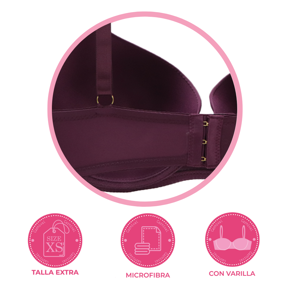 Brasier de talla extra con varilla morado 24441 Carnival. Carnival