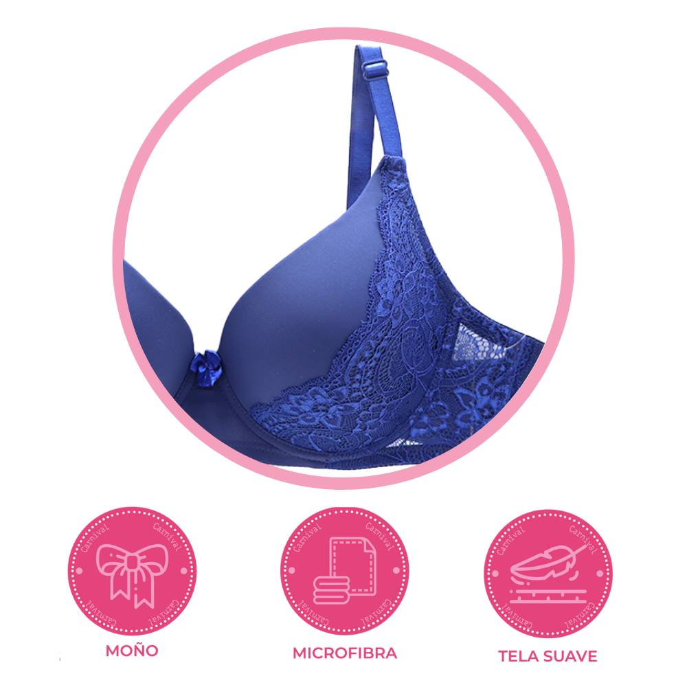 Brasier coordinable con detalles de encaje en copas azul 24515 Carnival Carnival