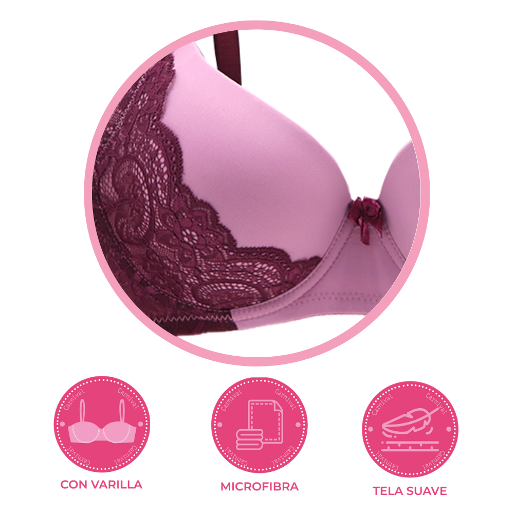 Brasier coordinable con detalles de encaje en copas morado 24515 Carnival Carnival