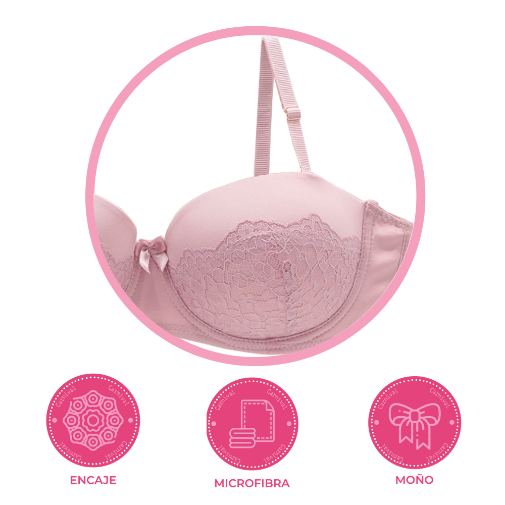 Brasier coordinable strapless con detalles de encaje rosa 24516 Carnival