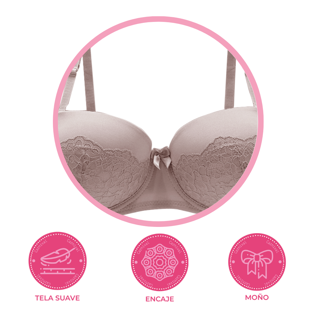 Brasier coordinable strapless con detalles de encaje taupe 24516 Carnival Carnival
