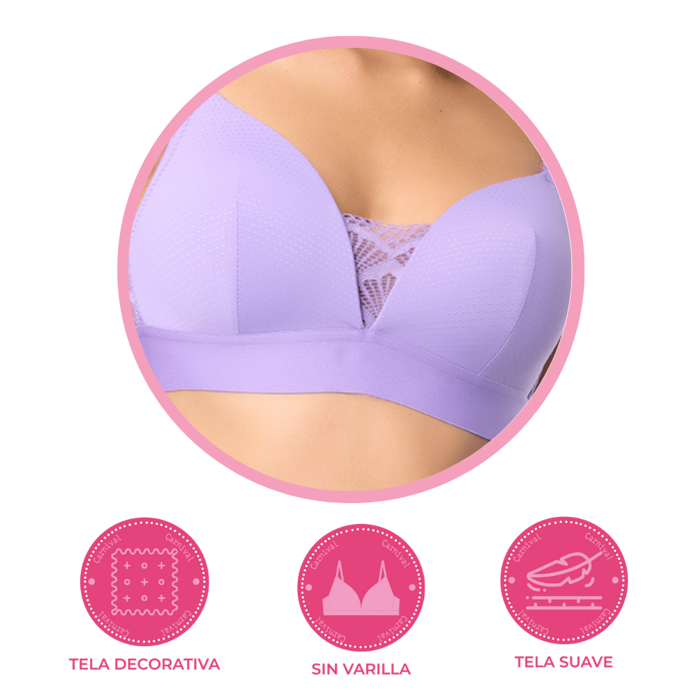 Brasier coordinable sin varilla y detalles de encaje  morado 24579 Lady Carnival Carnival