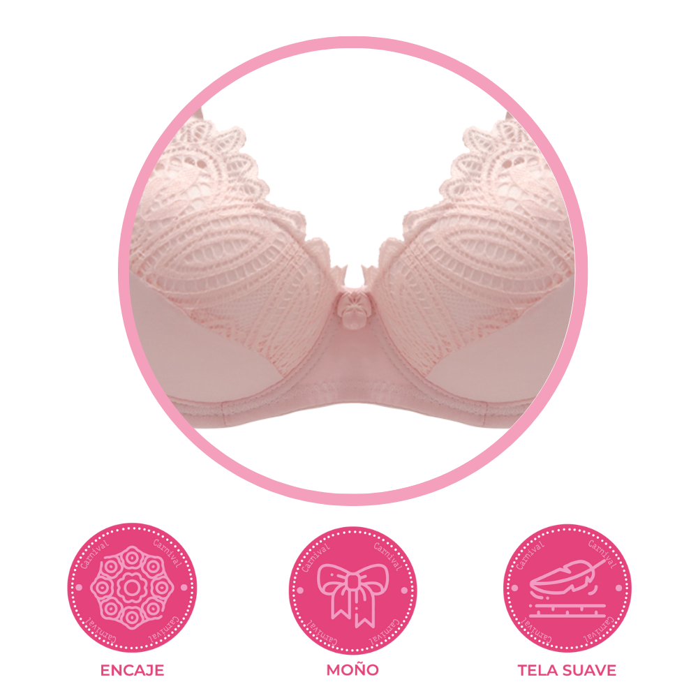 Brasier coordinable con detalles de encaje en copas rosa 24600 Carnival Carnival