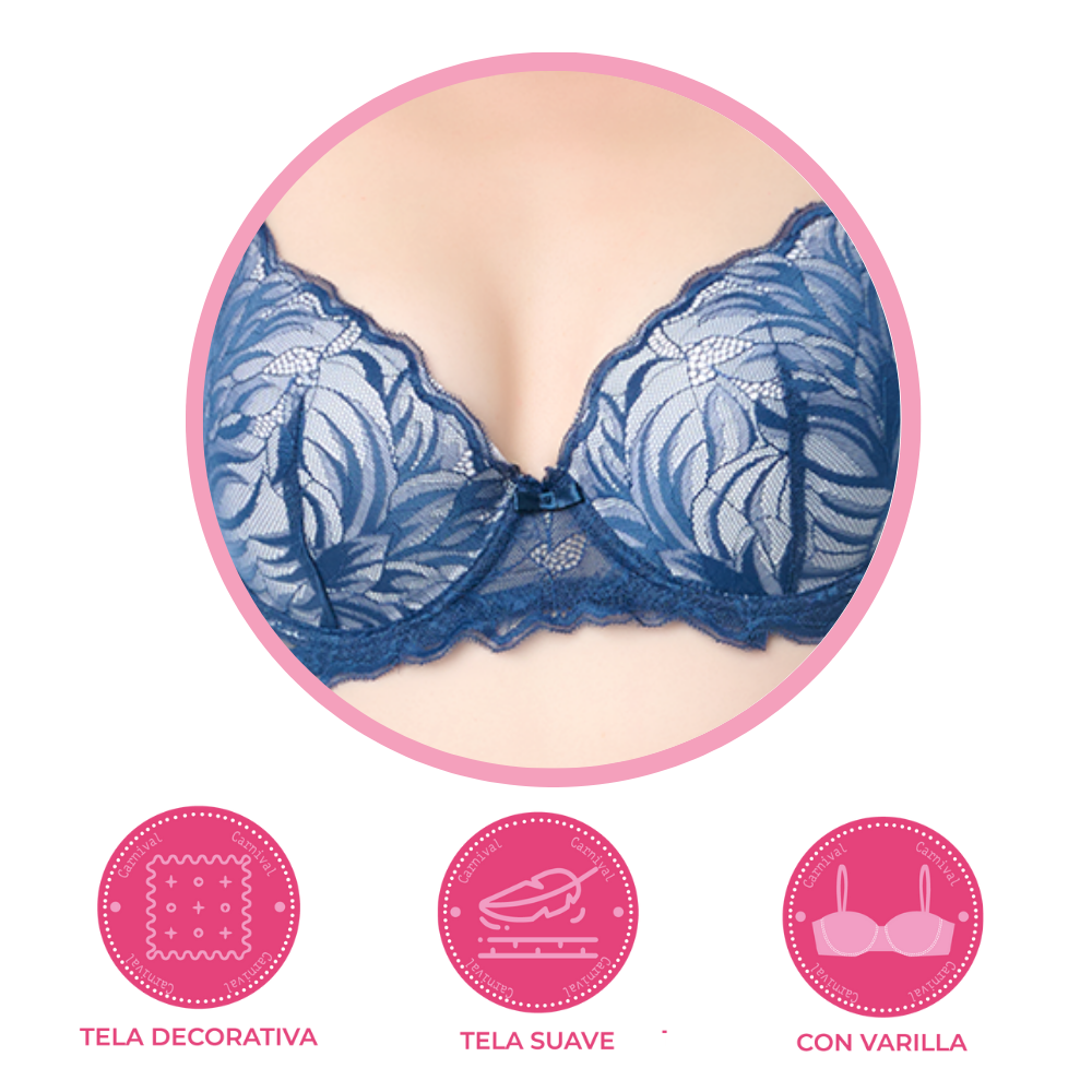 Brasier coordinable con varilla y copas al contraste azul 24601 Lady Carnival Carnival