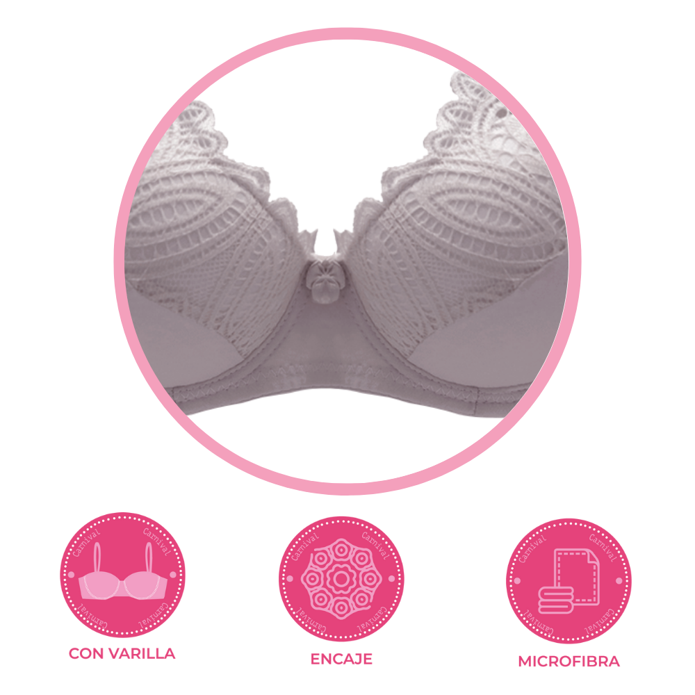 Brasier coordinable con detalles de encaje en copas malva 24600 Carnival Carnival