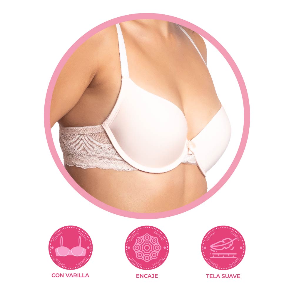 Brasier nude coordinable con varilla liso 24615 Carnival
