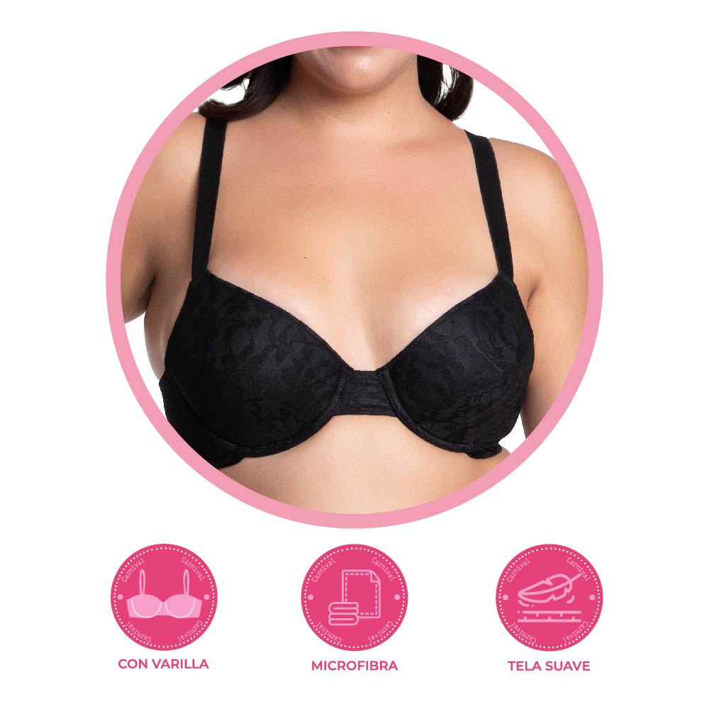 Brasier negro de talla extra con varilla 24635 Carnival Carnival Lenceria