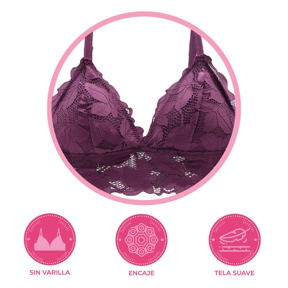 Bralette coordinable sin varilla y copas triángulares 24712 Lady Carnival