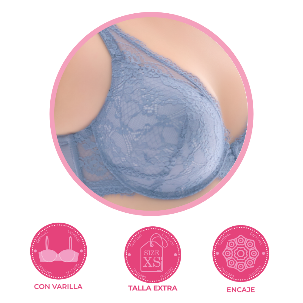 Brasier coordinable de talla extra con copa de gota y mesh 24723 Lady Carnival Carnival