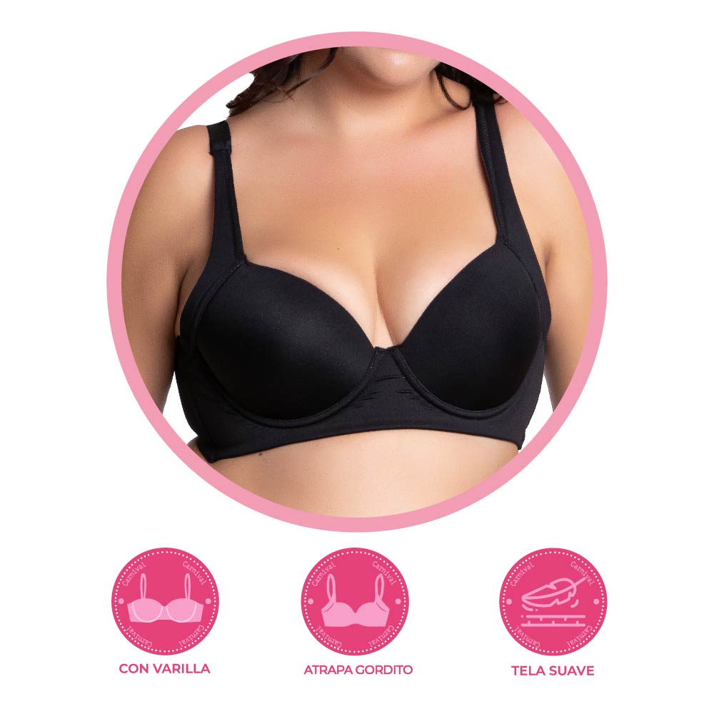 Brasier de talla extra con peto largo negro 24726 Carnival Carnival