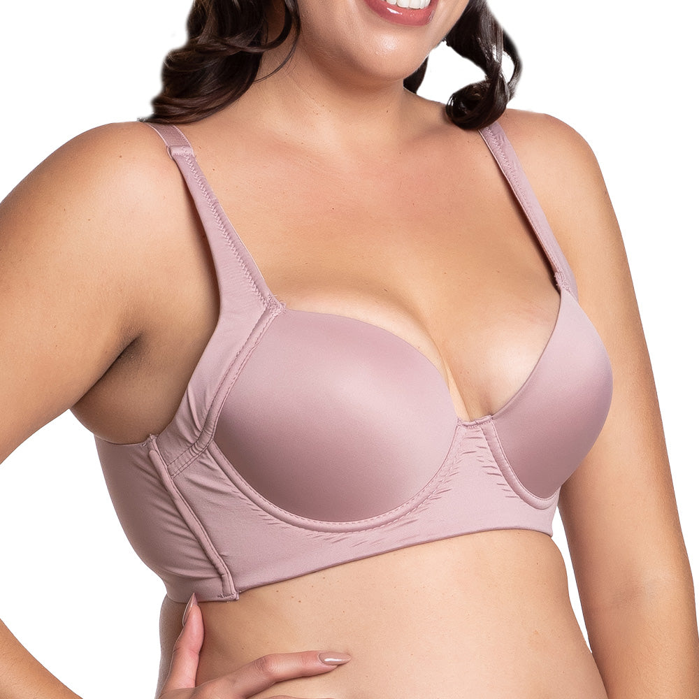 Brasier de talla extra con peto largo malva 24726 Carnival.