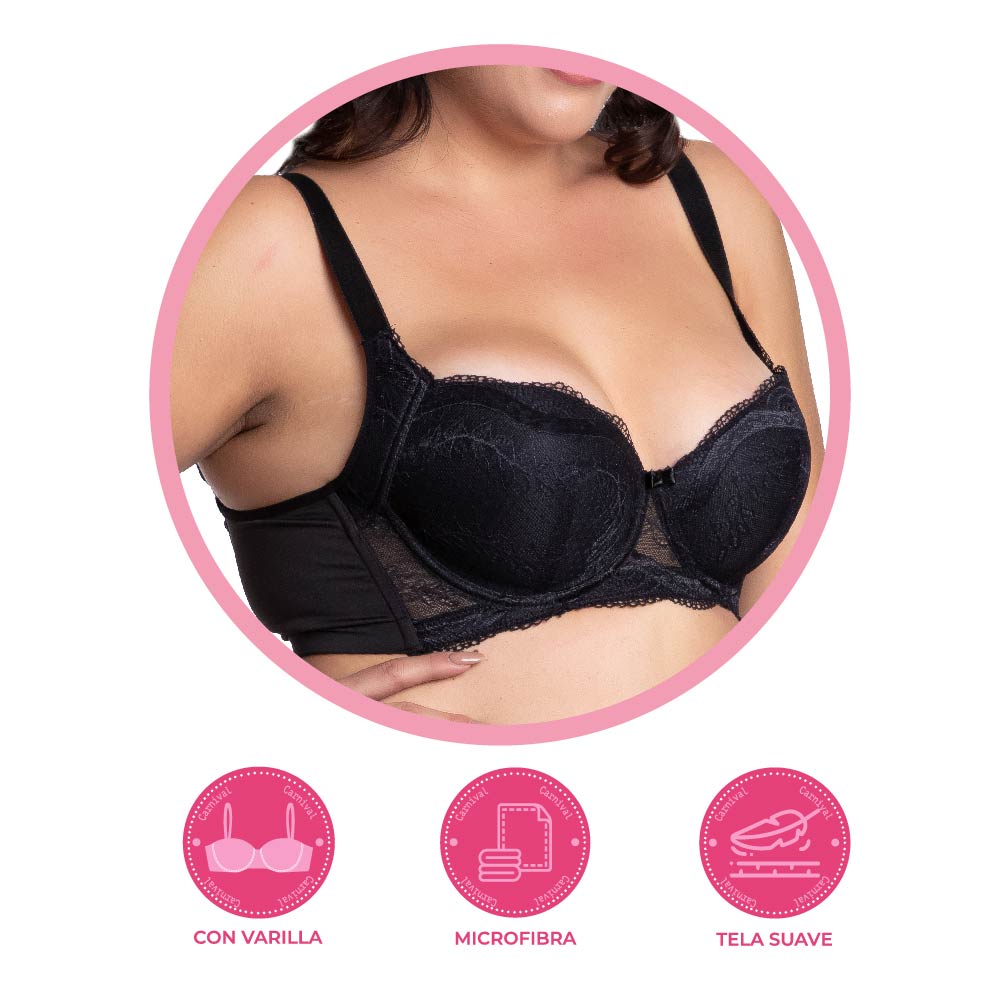 Brasier de talla extra con push up negro 24727 Carnival