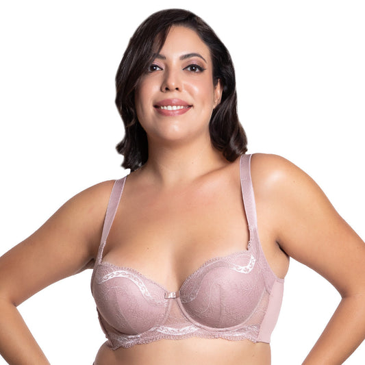 Brasier de talla extra con push up malva 24727 Carnival. Carnival