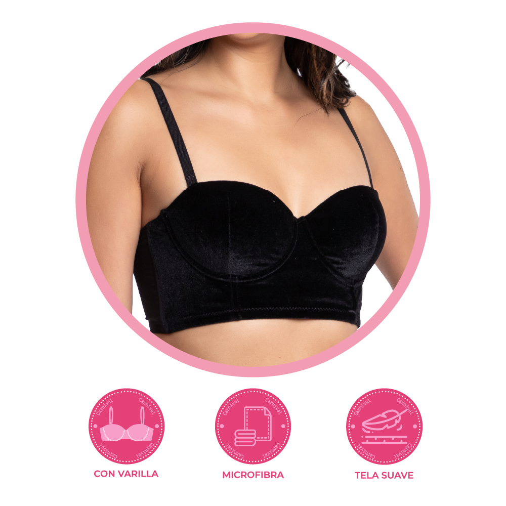 Brasier coordinable de peto largo efecto terciopelo 24949 Carnival Fashion