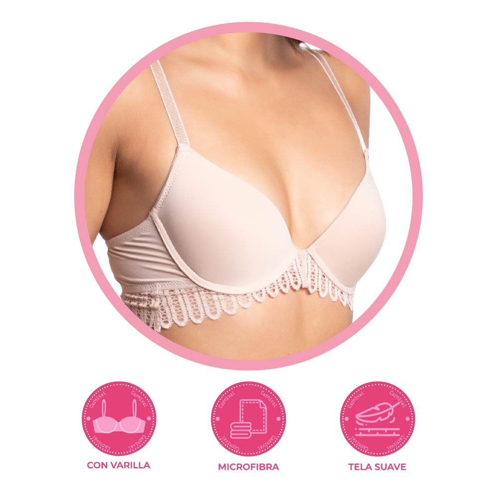 Brasier beige coordinable con detalles de encaje 24980 Carnival Carnival