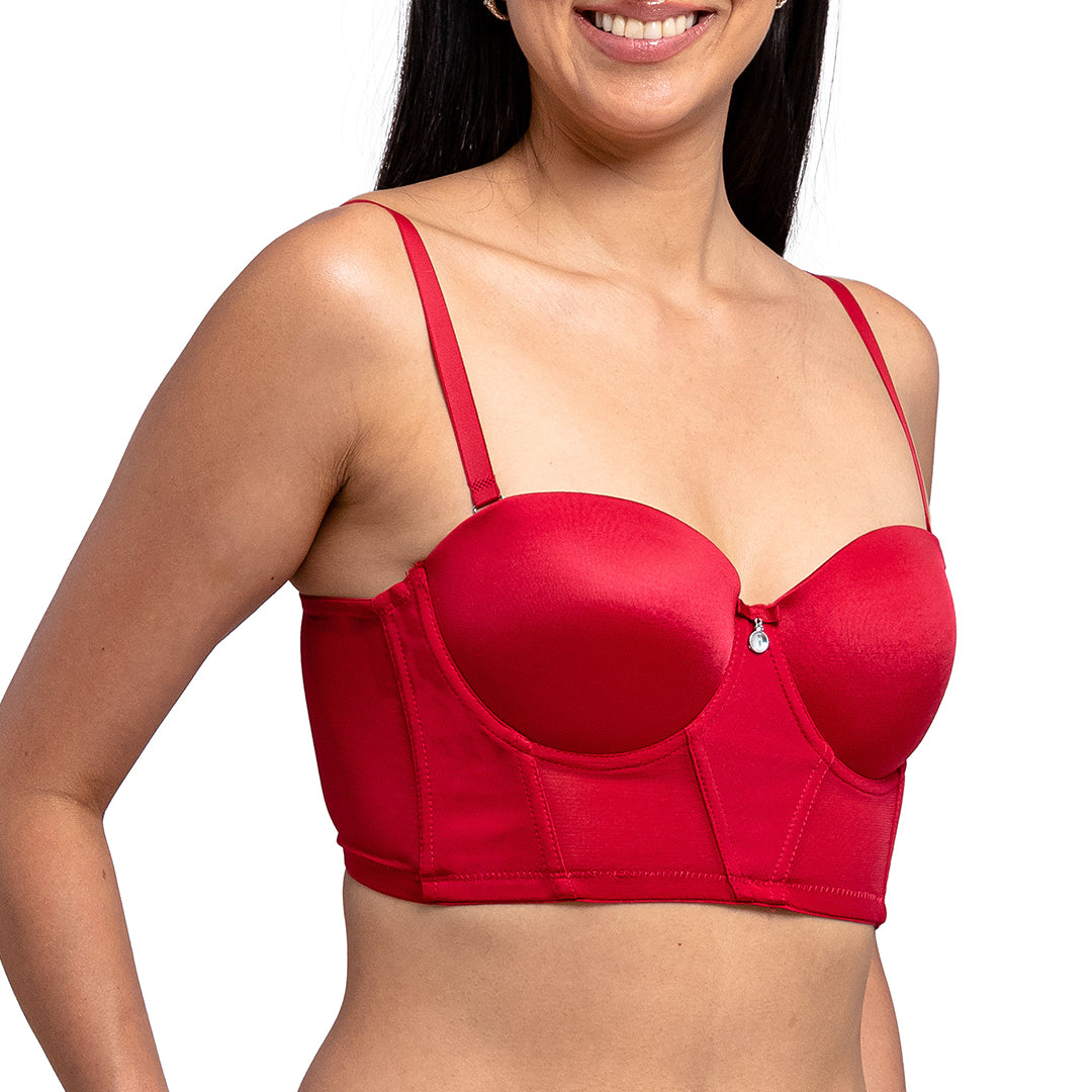 Brasier strapless con varilla, peto largo 25058L Lady Carnival