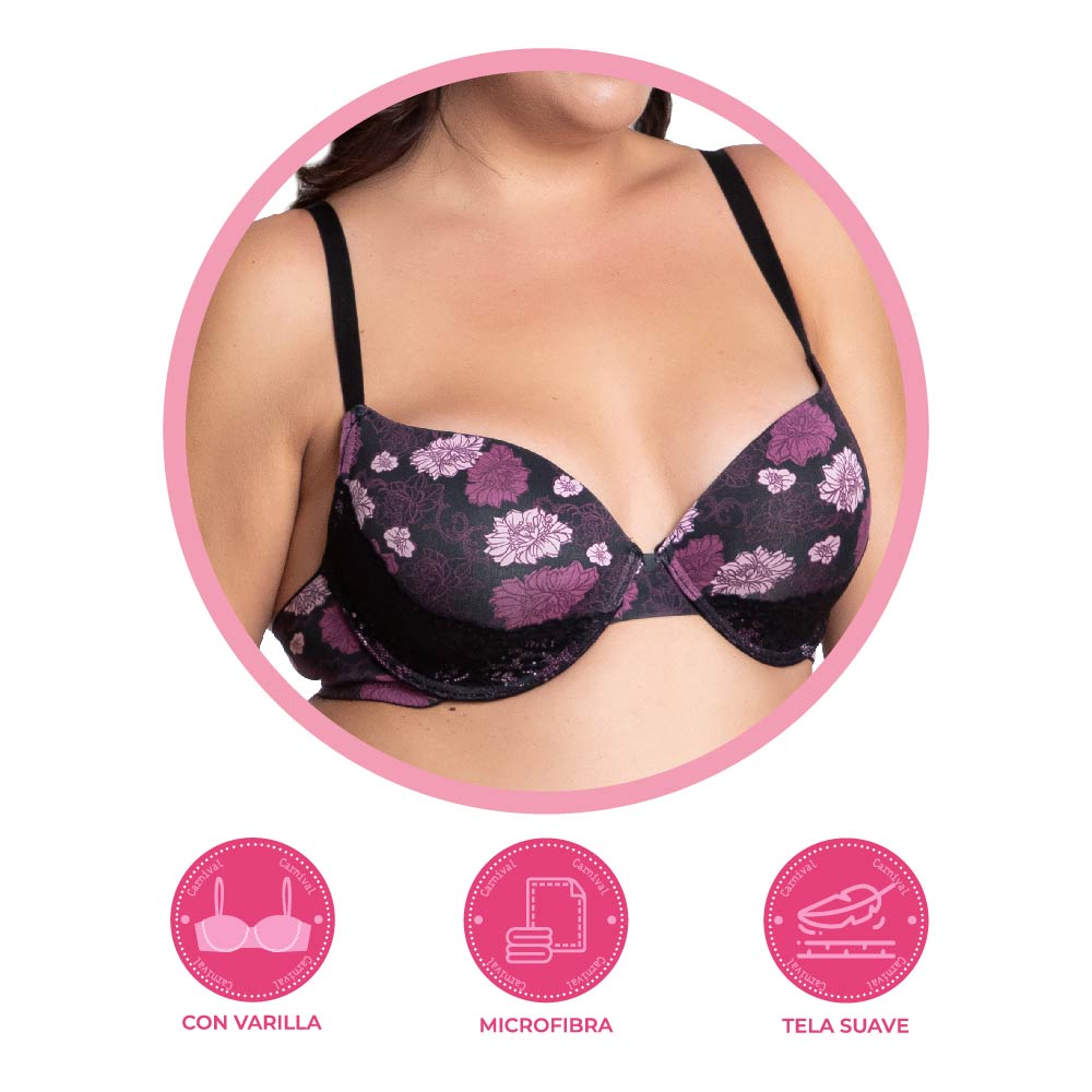 Brasier talla extra estampado con detalles de encaje 25089 Carnival