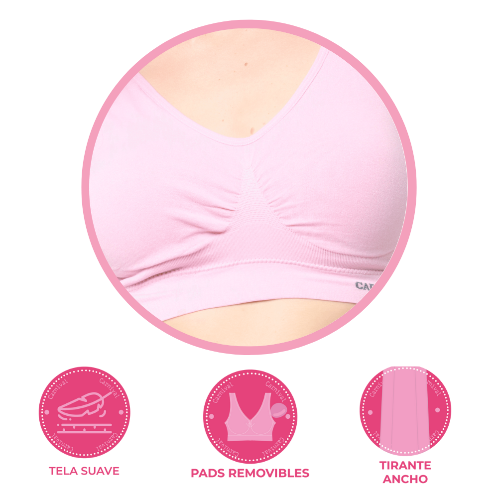 Top seamless con almohadillas removibles rosa 5360 Carnival.