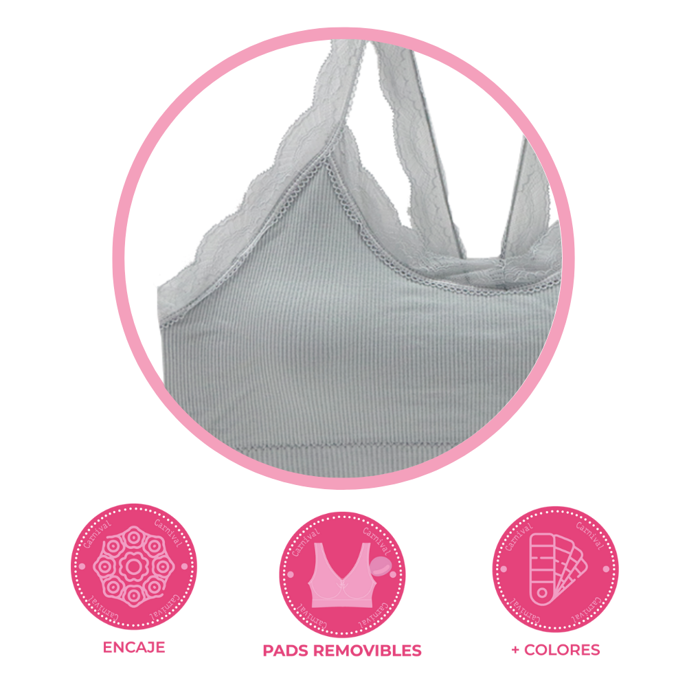 Top gris seamless con detalles de encaje  5363 Teens Carnival Lenceria