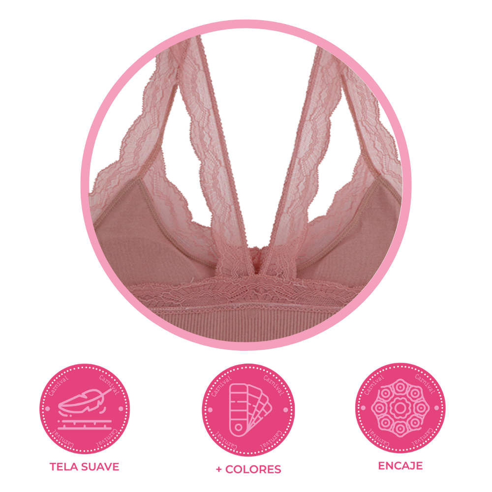 Top rosa seamless con detalles de encaje  5363 Teens Carnival Lenceria