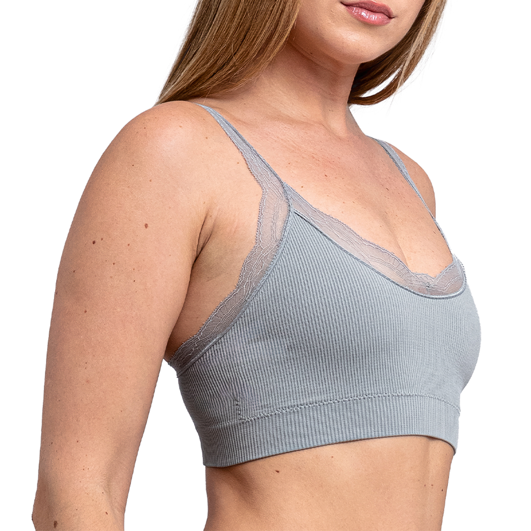Top gris seamless con detalles de encaje 5363 Teens