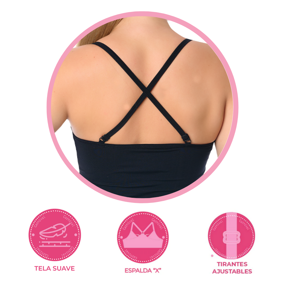 Camiseta control con tirantes ajustables sin costuras negra 5365 Teens Carnival
