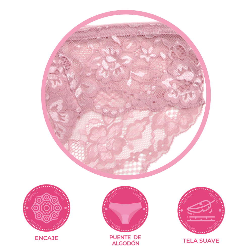 Panty coordinable corte hipster con encaje rosa 73913 Lady Carnival Carnival